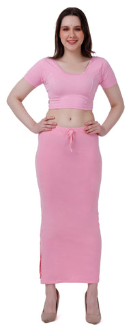 FEMULA Lycra Blend Cotton Saree Shapewear Petticoat for Women and Girls, Skirts Shapewear Dress for Saree (Baby Pink Colour)