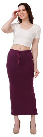 FEMULA Lycra Blend Cotton Saree Shapewear Petticoat for Women and Girls, Skirts Shapewear Dress for Saree (Light Wine Colour)