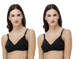 FEMULA Monika T-Shirt Lightly Padded Bra for Women & Girls ( Pack of 2Pcs, Black Colour )