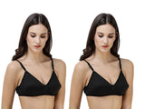 FEMULA Monika T-Shirt Lightly Padded Bra for Women & Girls ( Pack of 2Pcs, Black Colour )