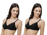 FEMULA Monika T-Shirt Lightly Padded Bra for Women & Girls ( Pack of 2Pcs, Black Colour )