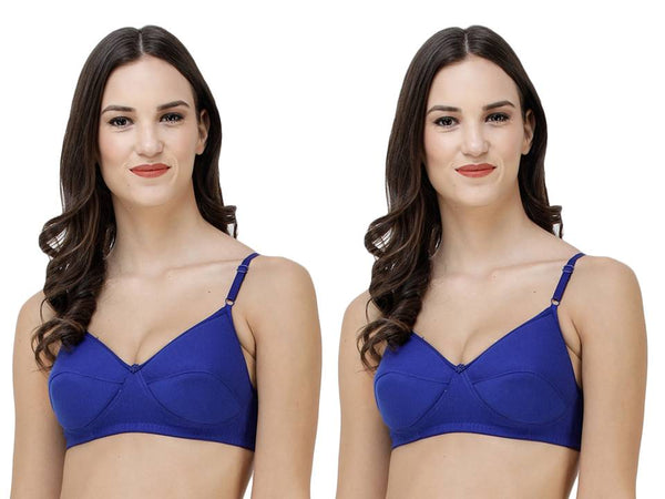 FEMULA Monika T-Shirt Lightly Padded Bra for Women & Girls ( Pack of 2Pcs, Royal Blue Colour )