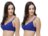 FEMULA Monika T-Shirt Lightly Padded Bra for Women & Girls ( Pack of 2Pcs, Royal Blue Colour )