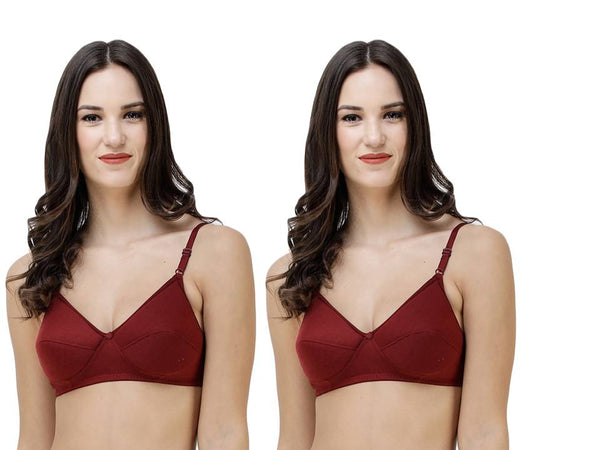 FEMULA Monika T-Shirt Lightly Padded Bra for Women & Girls ( Pack of 2Pcs, Maroon Colour )