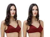 FEMULA Monika T-Shirt Lightly Padded Bra for Women & Girls ( Pack of 2Pcs, Maroon Colour )