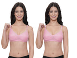 FEMULA Monika T-Shirt Lightly Padded Bra for Women & Girls ( Pack of 2Pcs, Pink Colour )