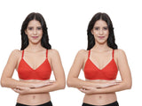 FEMULA Monika T-Shirt Lightly Padded Bra for Women & Girls ( Pack of 2Pcs, Red Colour )