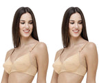 FEMULA Monika T-Shirt Lightly Padded Bra for Women & Girls ( Pack of 2Pcs, Skin Colour )