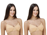 FEMULA Monika T-Shirt Lightly Padded Bra for Women & Girls ( Pack of 2Pcs, Skin Colour )