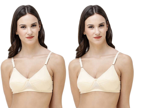 FEMULA Monika T-Shirt Lightly Padded Bra for Women & Girls ( Pack of 2Pcs, Ivory Colour )