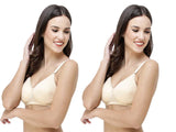 FEMULA Monika T-Shirt Lightly Padded Bra for Women & Girls ( Pack of 2Pcs, Ivory Colour )