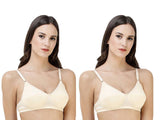 FEMULA Monika T-Shirt Lightly Padded Bra for Women & Girls ( Pack of 2Pcs, Ivory Colour )