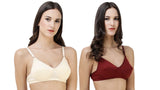 FEMULA Monika T-Shirt Lightly Padded Bra for Women & Girls ( Pack of 2Pcs, 1 Each of  Maroon & Ivory Colour )