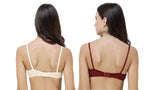 FEMULA Monika T-Shirt Lightly Padded Bra for Women & Girls ( Pack of 2Pcs, 1 Each of  Maroon & Ivory Colour )