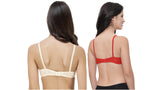 FEMULA Monika T-Shirt Lightly Padded Bra for Women & Girls ( Pack of 2Pcs, 1 Each of  Ivory & Red Colour )