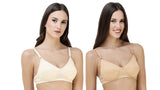 FEMULA Monika T-Shirt Lightly Padded Bra for Women & Girls ( Pack of 2Pcs, 1 Each of  Ivory & Skin Colour )