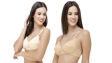 FEMULA Monika T-Shirt Lightly Padded Bra for Women & Girls ( Pack of 2Pcs, 1 Each of  Ivory & Skin Colour )