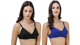 FEMULA Monika T-Shirt Lightly Padded Bra for Women & Girls ( Pack of 2Pcs, 1 Each of  Black & Royal Blue Colour )