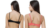 FEMULA Monika T-Shirt Lightly Padded Bra for Women & Girls ( Pack of 2Pcs, 1 Each of  Black & Gajari Colour )