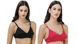 FEMULA Monika T-Shirt Lightly Padded Bra for Women & Girls ( Pack of 2Pcs, 1 Each of  Black & Magenta Colour )