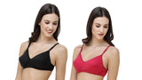 FEMULA Monika T-Shirt Lightly Padded Bra for Women & Girls ( Pack of 2Pcs, 1 Each of  Black & Magenta Colour )