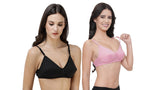 FEMULA Monika T-Shirt Lightly Padded Bra for Women & Girls ( Pack of 2Pcs, 1 Each of  Black & Pink Colour )