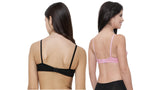 FEMULA Monika T-Shirt Lightly Padded Bra for Women & Girls ( Pack of 2Pcs, 1 Each of  Black & Pink Colour )