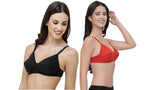 FEMULA Monika T-Shirt Lightly Padded Bra for Women & Girls ( Pack of 2Pcs, 1 Each of  Black & Red Colour )