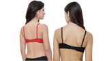 FEMULA Monika T-Shirt Lightly Padded Bra for Women & Girls ( Pack of 2Pcs, 1 Each of  Black & Red Colour )