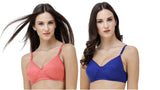 FEMULA Monika T-Shirt Lightly Padded Bra for Women & Girls ( Pack of 2Pcs, 1 Each of  Royal Blue & Gajari Colour )