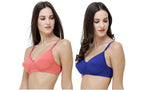 FEMULA Monika T-Shirt Lightly Padded Bra for Women & Girls ( Pack of 2Pcs, 1 Each of  Royal Blue & Gajari Colour )