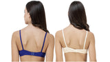 FEMULA Monika T-Shirt Lightly Padded Bra for Women & Girls ( Pack of 2Pcs, 1 Each of  Royal Blue & Ivory Colour )