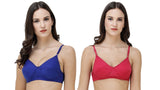 FEMULA Monika T-Shirt Lightly Padded Bra for Women & Girls ( Pack of 2Pcs, 1 Each of  Royal Blue & Magenta Colour )