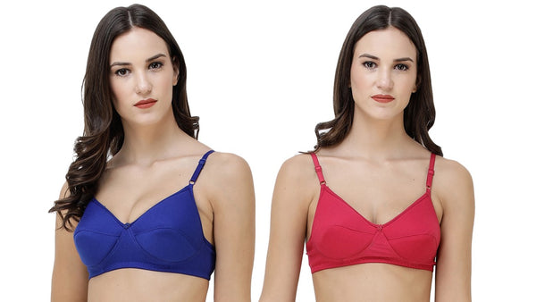 FEMULA Monika T-Shirt Lightly Padded Bra for Women & Girls ( Pack of 2Pcs, 1 Each of  Royal Blue & Magenta Colour )