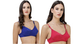 FEMULA Monika T-Shirt Lightly Padded Bra for Women & Girls ( Pack of 2Pcs, 1 Each of  Royal Blue & Magenta Colour )