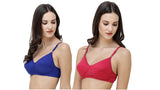 FEMULA Monika T-Shirt Lightly Padded Bra for Women & Girls ( Pack of 2Pcs, 1 Each of  Royal Blue & Magenta Colour )