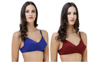 FEMULA Monika T-Shirt Lightly Padded Bra for Women & Girls ( Pack of 2Pcs, 1 Each of  Maroon & Royal Blue Colour )