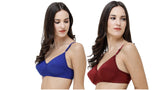 FEMULA Monika T-Shirt Lightly Padded Bra for Women & Girls ( Pack of 2Pcs, 1 Each of  Maroon & Royal Blue Colour )