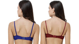 FEMULA Monika T-Shirt Lightly Padded Bra for Women & Girls ( Pack of 2Pcs, 1 Each of  Maroon & Royal Blue Colour )