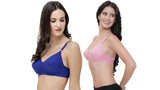 FEMULA Monika T-Shirt Lightly Padded Bra for Women & Girls ( Pack of 2Pcs, 1 Each of  Royal Blue & Pink Colour )