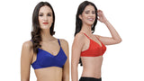 FEMULA Monika T-Shirt Lightly Padded Bra for Women & Girls ( Pack of 2Pcs, 1 Each of  Royal Blue & Red Colour )