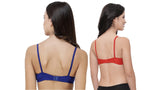 FEMULA Monika T-Shirt Lightly Padded Bra for Women & Girls ( Pack of 2Pcs, 1 Each of  Royal Blue & Red Colour )