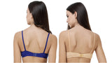 FEMULA Monika T-Shirt Lightly Padded Bra for Women & Girls ( Pack of 2Pcs, 1 Each of  Royal Blue & Skin Colour )