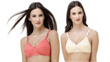 FEMULA Monika T-Shirt Lightly Padded Bra for Women & Girls ( Pack of 2Pcs, 1 Each of  Ivory & Gajari Colour )