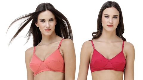 FEMULA Monika T-Shirt Lightly Padded Bra for Women & Girls ( Pack of 2Pcs, 1 Each of  Magenta & Gajari Colour )