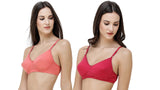 FEMULA Monika T-Shirt Lightly Padded Bra for Women & Girls ( Pack of 2Pcs, 1 Each of  Magenta & Gajari Colour )