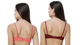 FEMULA Monika T-Shirt Lightly Padded Bra for Women & Girls ( Pack of 2Pcs, 1 Each of  Maroon & Gajari Colour )