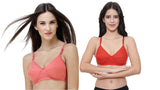 FEMULA Monika T-Shirt Lightly Padded Bra for Women & Girls ( Pack of 2Pcs, 1 Each of  Red & Gajari Colour )