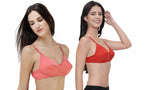 FEMULA Monika T-Shirt Lightly Padded Bra for Women & Girls ( Pack of 2Pcs, 1 Each of  Red & Gajari Colour )