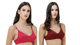 FEMULA Monika T-Shirt Lightly Padded Bra for Women & Girls ( Pack of 2Pcs, 1 Each of  Maroon & Magenta Colour )